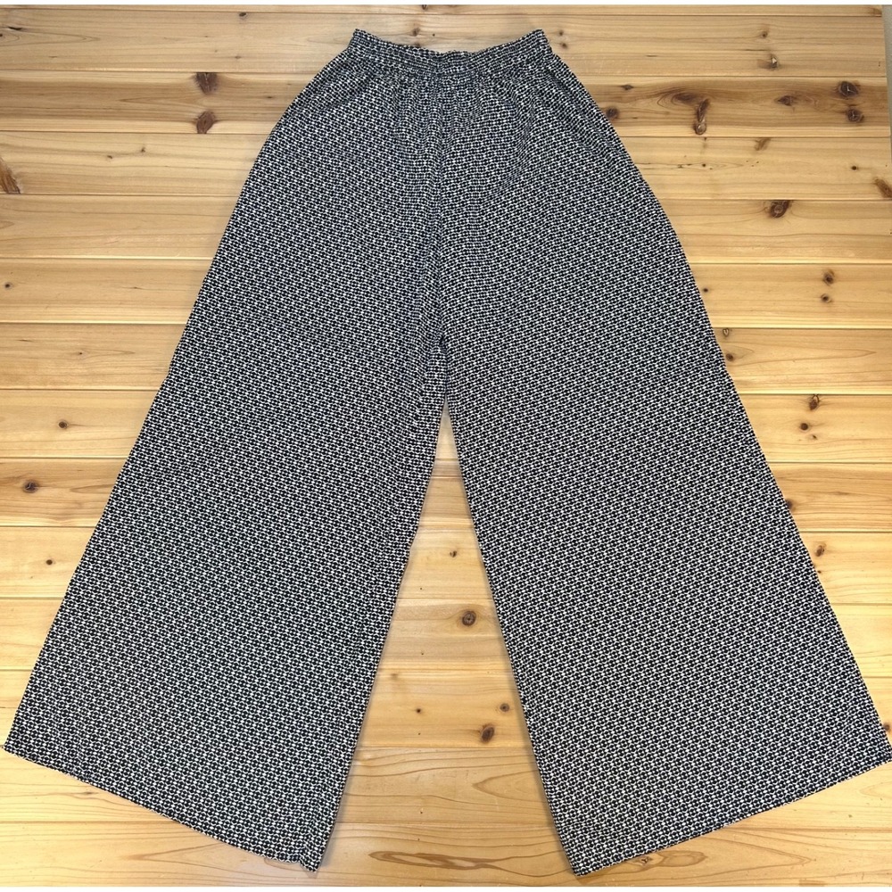 Band Of Gypsies Pants Womens XS Black And White Wide Leg Elastic Waist Pants